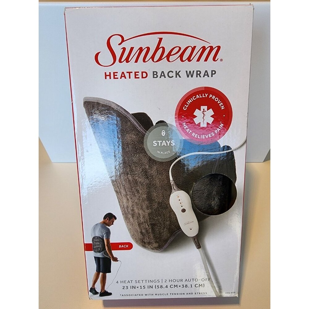 Sunbeam Heated Back Wrap Clinically Proven Heat Relieves Pain, 4 Heat Settings